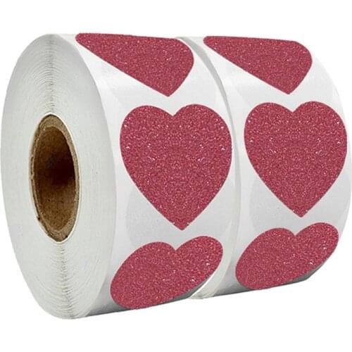 50-300pcs Red Glitter Heart Stickers Gift Decorative Sticker Labels for Valentines Day Card, Envelope, Weeding Birthday Party