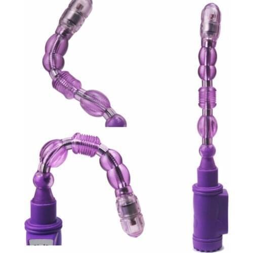 6 Speed Vibrator Lady NightLife Jelly Anal Beads Butt Plug Bendable Magic Wand Vibrate Beads Prostate Butt Massage Toy