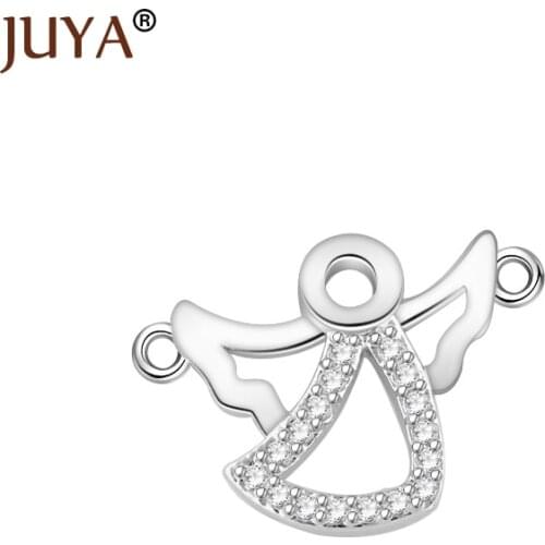 Supplies For Jewelry wholesale gold rose gold copper metal CZ rhinestone angel charms connectors for jewelry making
