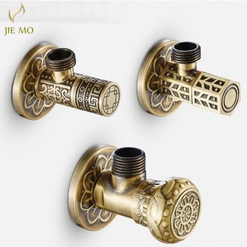 11$ Faucet Replacement Parts 1/2" x 1/2" Antique Brass Bathroom Angle Stop Valve Toilet Triangle Filling Valve Water Saving