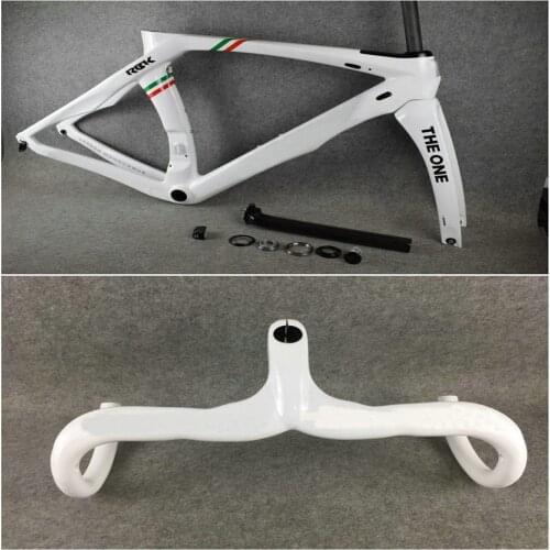 White RB1K THE ONE Road Carbon Bike Champion Frame and White Carbon Handlebar Glossy