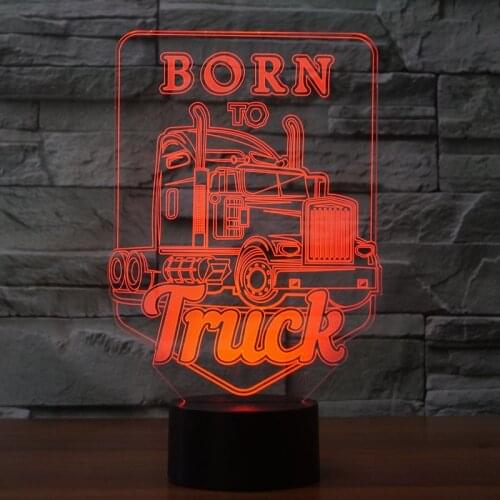 Born To Truck 3d Led Night Light Led Acrylic Colorful Lights Hologram Kids Table Lamp Atmosphere Usb Led Lightlight