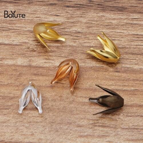 BoYuTe (100 Pieces/Lot) 10*13MM Metal Brass Flower Bead Caps Findings Diy Hand Made Jewelry Accessories Wholesale