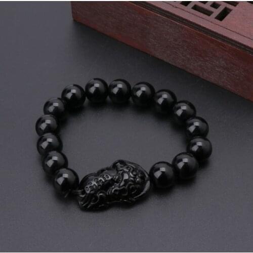 Feng Shui Obsidian Stone Wealth Pi Xiu Bracelet Attract Wealth and Good Luck