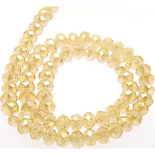 Beads,crystal rondelle beads AB plated faceted beads,yellow 8x10mm rondelle,Sold of 5 strands