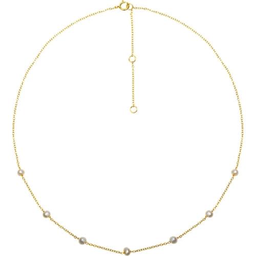 CANNER Real 925 Sterling Silver Necklace Baroque Shaped Simple Pearl Necklace For Women 2020 Jewelry Charming Chain Collares