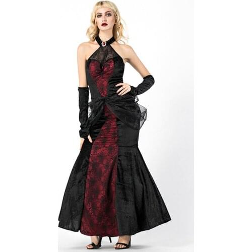 Black & Red Horror Ghost Bride Spider Costumes Women Halloween Game Adult Scary Vampire Costume Sexy Demon Cosplay Fancy Dress