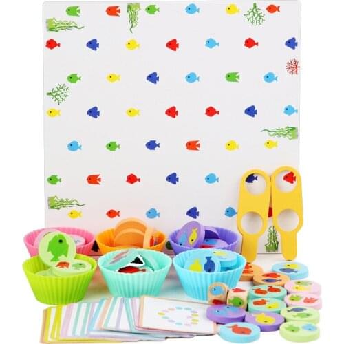 Preschool Montessori Games Educational Sensory Toys Color Sorting Fishing Matching Games Interactive Learning Toys Gift For Kids