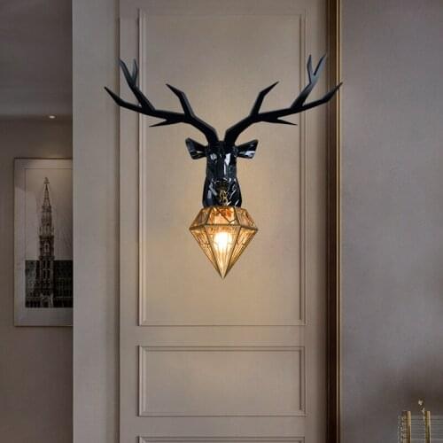 Living Room Antlers Led Wall Light Fixtures Bedroom Bedside Lamp Home Luminaire Modern American Retro Deer Led Wall Lamps