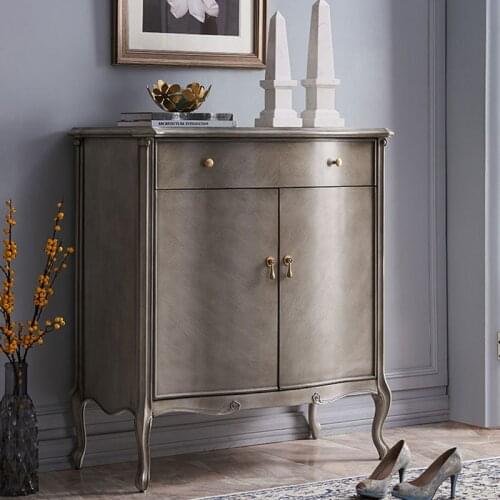 American Country Solid Wood Shoe Cabinet Entrance Cabinet American Light Luxury Simple Two-door Storage Cabinet