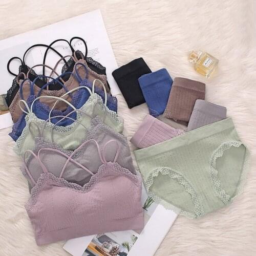 Lace Women Bra Panties Set Fitness Sports Underwear Set Female Beauty Back Bra Push Up Bra Comfort Bralette Sexy Lingerie Set