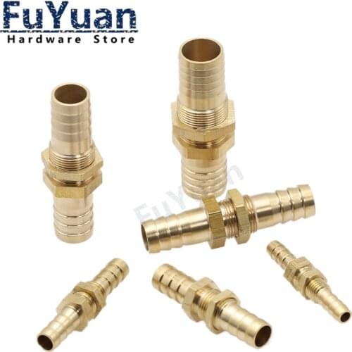 Pipe ID 6 8 10 12 14 16mm Hose Barb Bulkhead Brass Barbed Tube Pipe Fitting Coupler Connector Adapter For Fuel Gas Water Copper