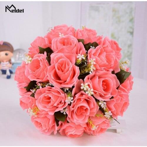 Small Rose Babysbreath Simulation Flower Bouquet Silk Roses Wedding Holding Flowers Home Christmas Decor Fake Flowers Artificial