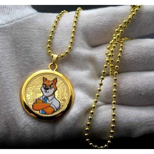 Metal Gold Plated Physical SHIBA SHIB Token Coin Souvenir Commemorative Coins Collectible Coins Necklace