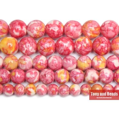 Natural Pink Colorful Stone Round Loose Beads 15" Strand 4 6 8 10 12 MM Pick Size For Jewelry