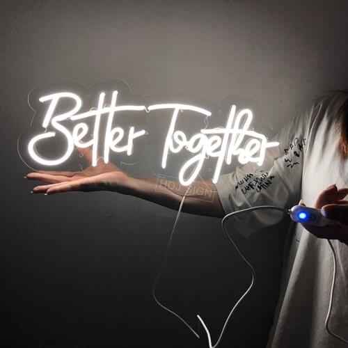 Better Together Neon Signs-USB Acrylic Light Up Lights Signs Room Wall Decor Led Neon Party Wedding Living Room Office White