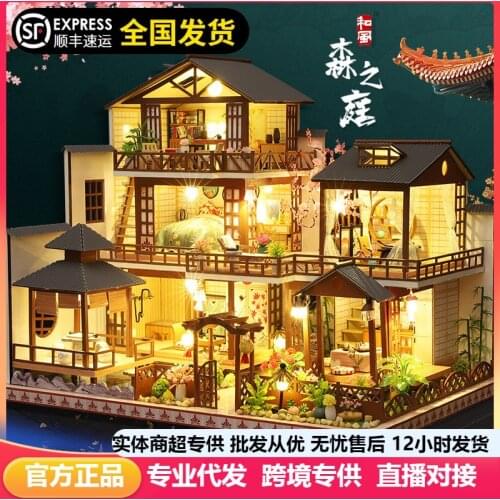 New Style Building Model DIY Cottage Mori Court Wooden Hand-Assembled Large Villa Toy Creative Gift Diy Miniature Dollhouse Kit