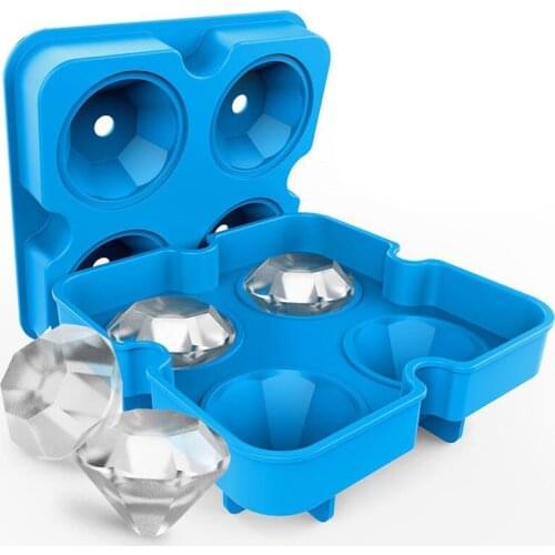 NEW 4 Cavity Diamond Shape 3D Ice Cube Mold Maker Bar Party Silicone Trays Chocolate Mold Kitchen Tool, A Great Gift