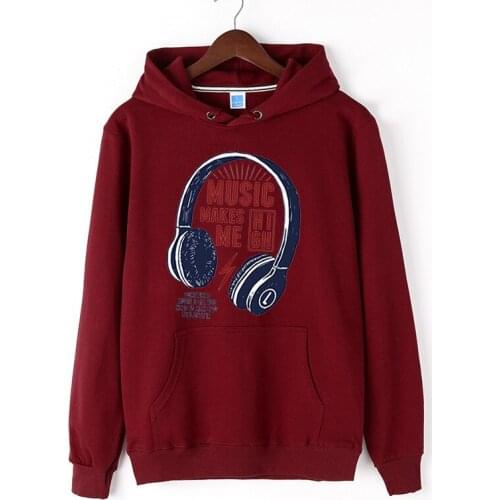 New style 2018 Earphone printing Hoodies Casual Long Sleeve Hoodies Streetwear Hip Hop Male Pullover Keep Warm Autumn Hoody