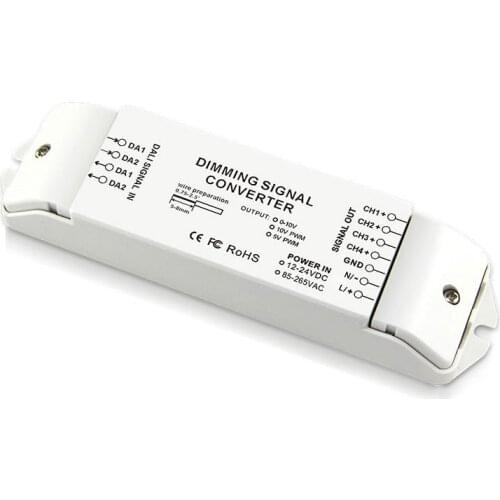 New Led DALI Signal Converter AC 85V-240V High Voltage DC 12-24V Power Input 5V 10V PWM 0-10V Analog 20mA 40mA 4 Channel Output