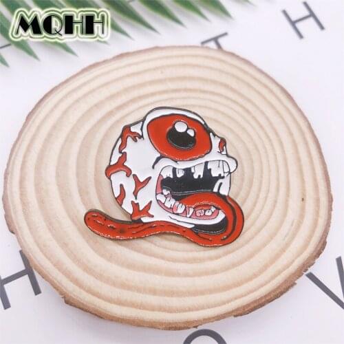 Exaggerated Punk Horror Halloween Eyes Eyeball Tongue Enamel Brooch Pin Alloy Badge Clothes Bags Accessories Jewelry Gifts