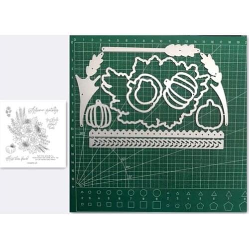 AUTUMN GREETINGS Metal Cutting Dies and Stamps Stencils For DIY Scrapbooking Photo Album Decor Die Cut Embossing Paper Card