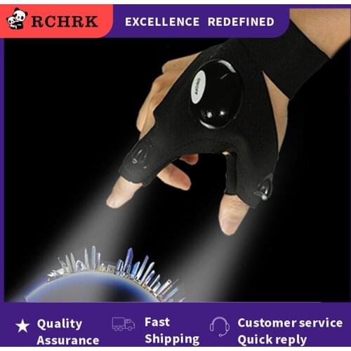 Fingerless Glove LED Flashlight Torch Outdoor Tool Fishing Camping Hiking Survival Rescue Multi Light Left Right Hand Universal