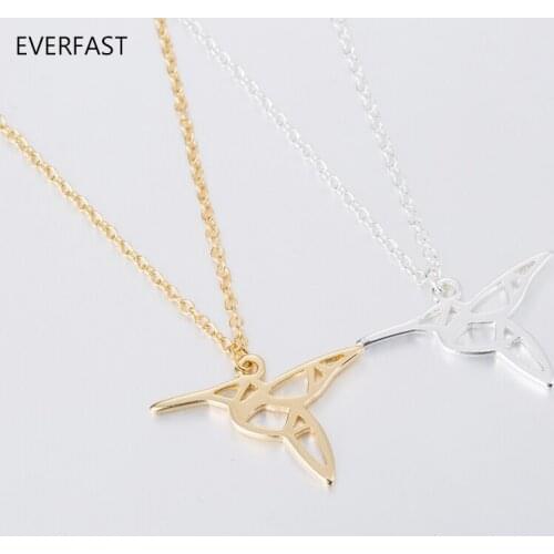 Everfast 1pc Cutting Hummingbird Origami Woodpecker Pendants Necklaces Jewelry Women Kids Bijoux femme