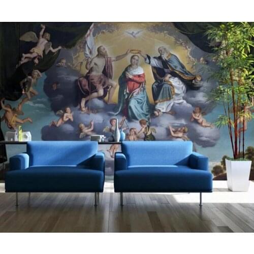 Religious oil painting background wall 3D decorative wallpaper murals