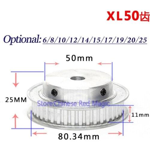 XL50 50 tooth Timing Pulley Aluminum 3D Printer Parts 50XL 50teeth Bore 6/8/10/12/14/15/17mm Width 11mm Synchronous Wheel Gear