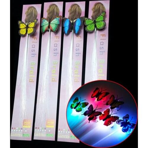 LED Wig Glowing Colorful Flash Ligth Hair Braid Clip Hairpin Ring Earrings Bar Dance Party Christmas Halloween Birthday Toy