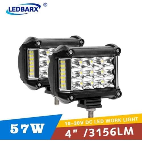 LEDBARX 4"Inch Spot Flood Comod Led Work Light 12V 24V Side Shooter 6000k Led Bar For Car Auto SUV Truck 4x4 Motorcycle Fog Lamp
