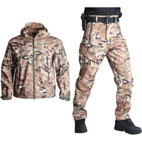 Spring Military Soft Shell Men Women Suit Outdoor Training Combat Windproof Camo Hunting Shark Skin Climbing Hiking Jacket Pants