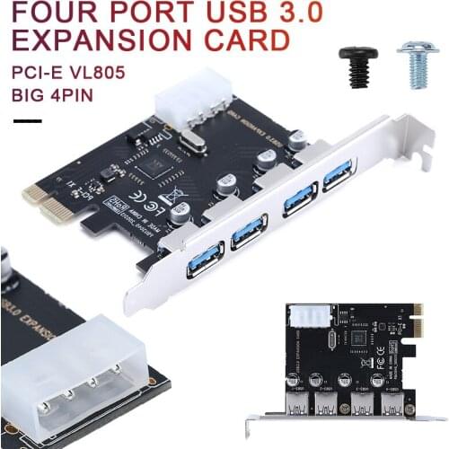 High Speed USB 3.0 4 Ports PCI-E Riser Card Durable PCI-Express Controller Adapter Cards For Windows 7/Vista/XP 32/64-bit