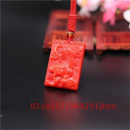 Jade Jewelry Tiger Jadeite Carved Charm Necklace Women Pendant Gifts Hand Men Natural Red for Chinese Fashion Amulet
