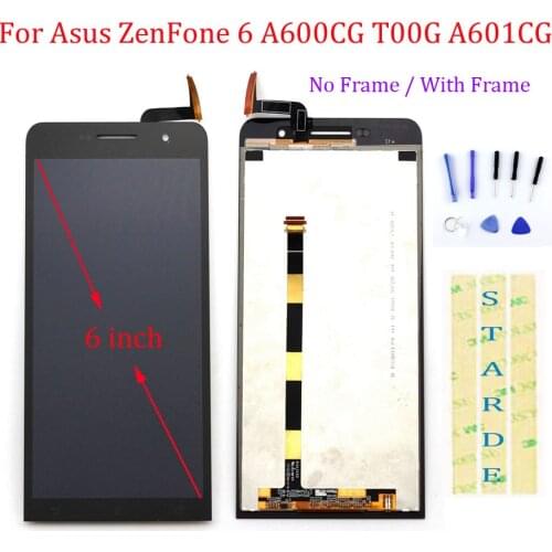 STARDE Replacement LCD For Asus ZenFone 6 A600CG T00G A601CG LCD Display Touch Screen Digitizer Assembly Frame 6"