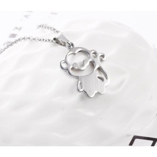 1Pc Fashion New Stainless Steel Necklace,Cute Baby Monkey Pendant Chinas Zodiac Chokers Necklaces For Women Kids Lucky Gift
