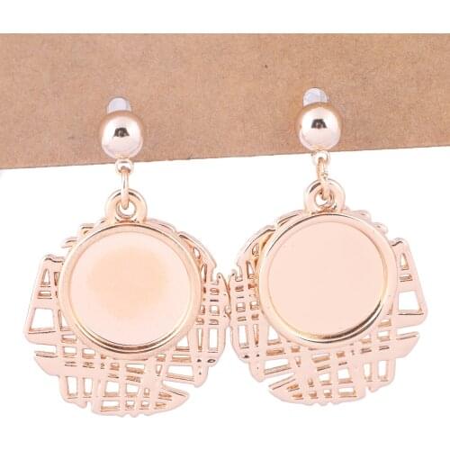 10pcs Kc Gold Metal Circle Charm Cabochon Earring Base Setting Blanks With Rubber Ear Backs Diy Posts Bezel Findings