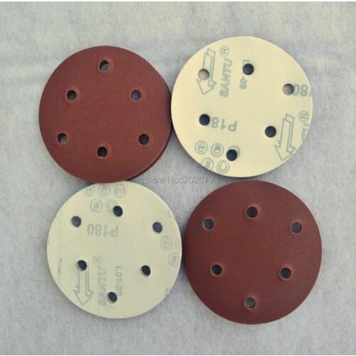 30pcS red round Sandpaper Flocking Self-adhesive Sanding paper for Sander 5" 125mm Grits 60 80 100 120 150 180