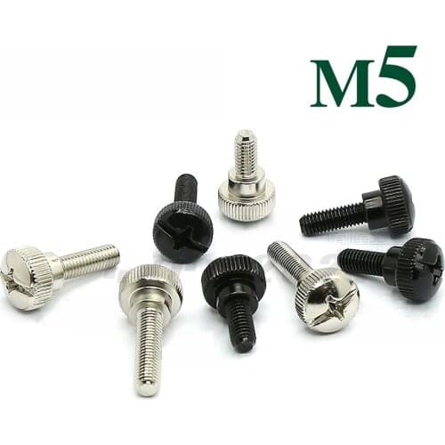 5/10Pcs M5 Thumb Screw Thread Teeth Computer PC Case Toolless Adjustment Screw Nickel Plated Black Zinc Plated Length 10-20mm