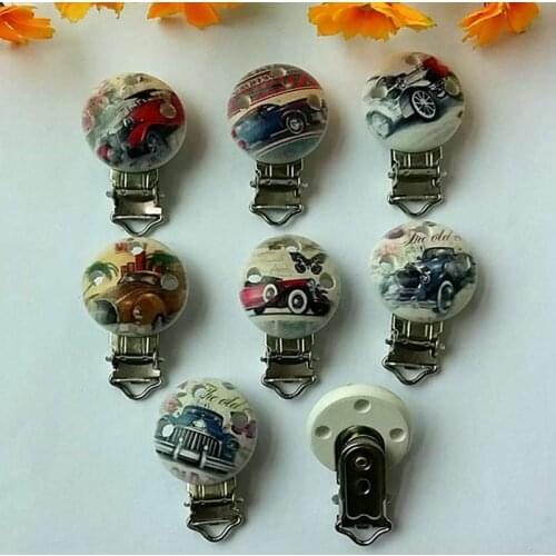 Random mix 5pcs/lot Wooden pacifier Clips Round Wooden Clip Charms For Baby Pacifier clip base