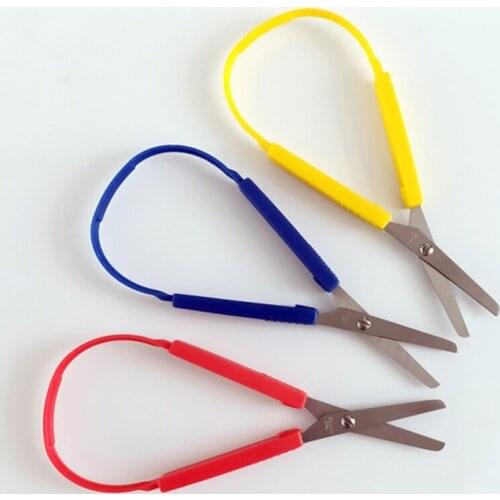 R9UA 6pcs Colorful Loop Scissors for Kids Easy Grip Self-Opening Scissor Safety Cut