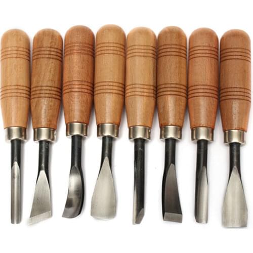 8Pcs/Set Woodpecker Dry hand Wood Carving Tools Chip Detail Chisel Set Knives Tool