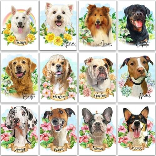 Diamond Painting Cartoon Teddy Dog Bulldog Schnauzer Samoyed animals embroidery mosaic Cross stitch Golden retriever Dalmatian
