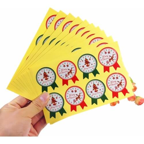 Free shipping 800PCS Cute Medal Red Green Merry Christmas Tree Deer Sealing Sticker Theme Adhesive Label Package