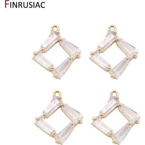 Shiny Zircon Crystal Square Shape Pendant For DIY Making Earrings Necklaces Jewellery Findings Components