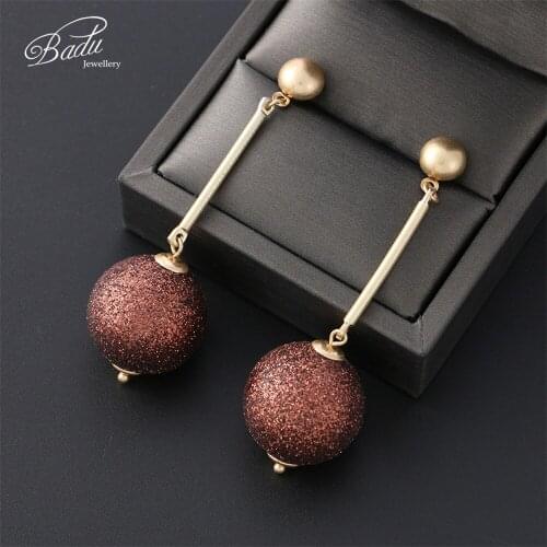 Badu Shiny Ball Pendant Dangle Earrings for Women Glitter Sequins Vintage Jewelry Long Drop Earring Wholesale Gift