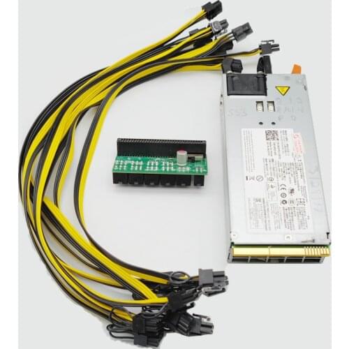 1400W OKJYYO DPS-1200MB A GPU Mining Power Supply Kit Breakout Board PCIe 6Pin to 6+2Pin Power Cable DPS-1200MB A D1200E-S0