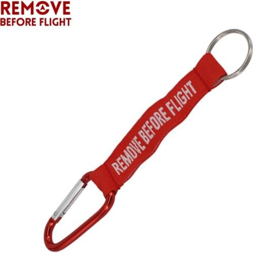 Remove Before Flight Red Motorcycle Key Ring Red Embroidery Keyrings for Aviation Tags OEM Key Holder Jewelry Keyring Key Chain