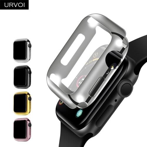 URVOI full TPU case for apple watch 4 cover bumper for iwatch 40mm 44mm Electroplating frame screen protector